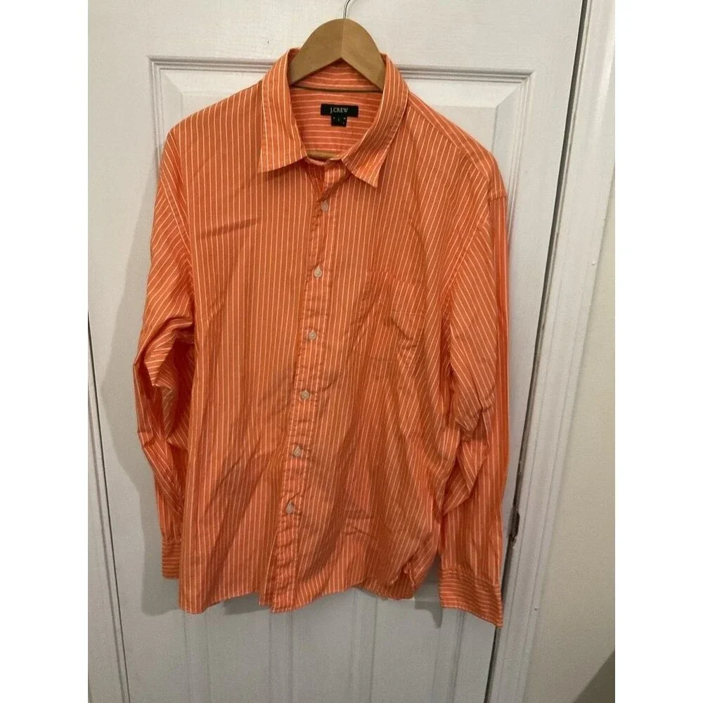 J.Crew Men's Orange Striped Button-Up Shirt